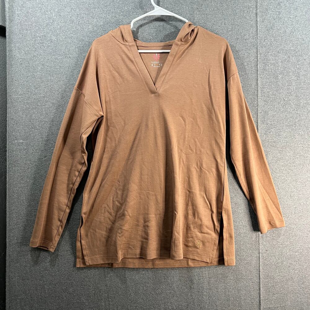 Isaac Mizrahi Live! Essentials Pima Cotton Hooded Tunic Brown Sugar Small